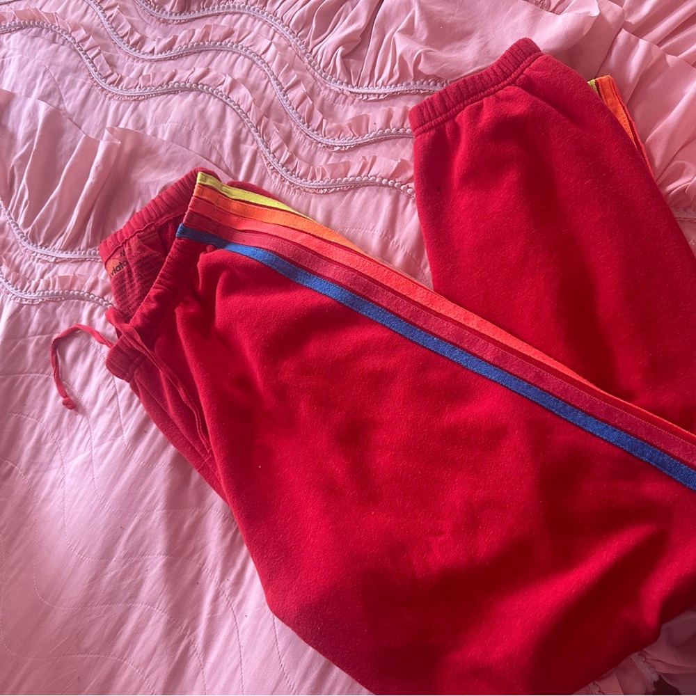 Aviator nation red striped sweats size medium